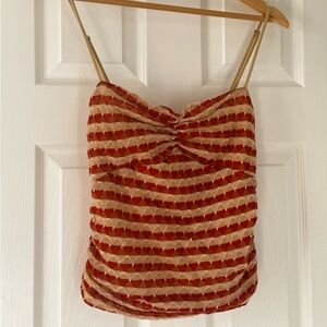 Free People Red and Gold Striped Camisole